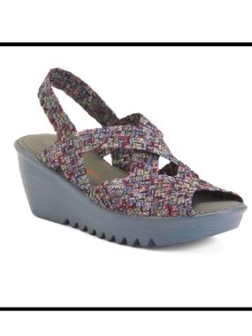 bernie mev. Brighton Multicolor Woven Slingback Wedge size 38 EU NEW